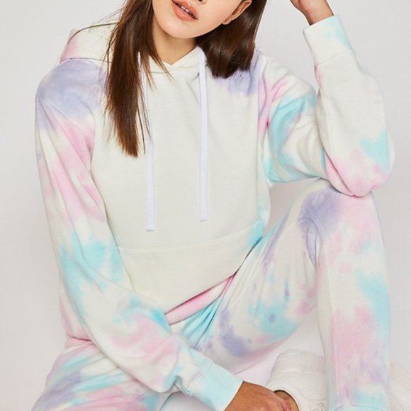 NEW Soft Fleece Tie Dye Hoodie Pullover Sweatshirt - Picture 7 of 8